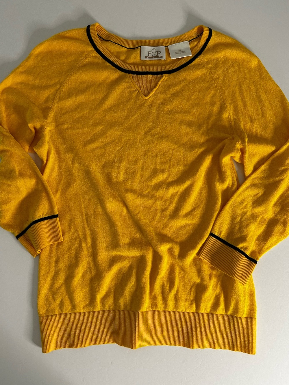 EP Pro Women's Yellow Golf Sweater, 100% Cotton, Small, Lightweight
